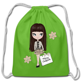 Christmas Shopping and Snowflakes Cotton Drawstring Bag - clover