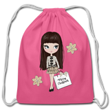 Christmas Shopping and Snowflakes Cotton Drawstring Bag - pink