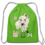 Christmas Curls and Bows Cotton Drawstring Bag - clover