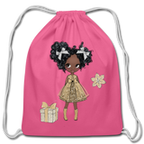 Christmas Gifts and Snowflakes Cotton Drawstring Bag - pink