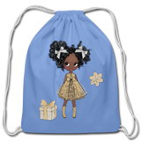 Christmas Gifts and Snowflakes Cotton Drawstring Bag - carolina blue