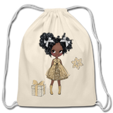 Christmas Gifts and Snowflakes Cotton Drawstring Bag - natural