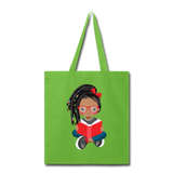 Books and Beads Tote Bag - lime green