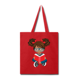 Ponytails and Books Tote Bag - red