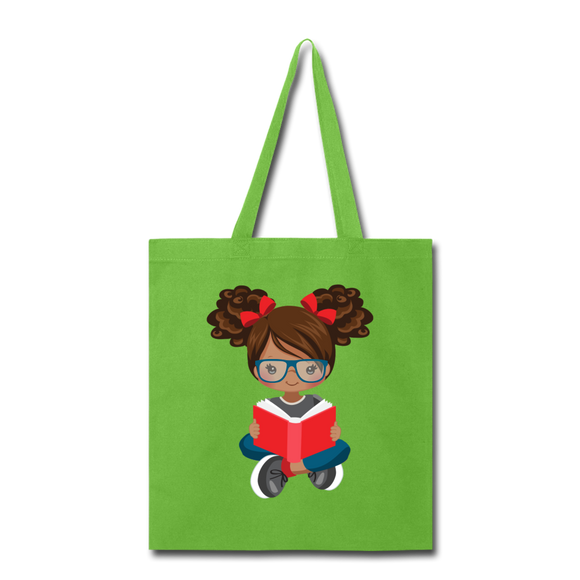 Ponytails and Books Tote Bag - lime green