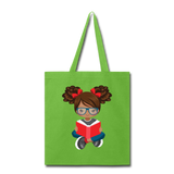 Ponytails and Books Tote Bag - lime green