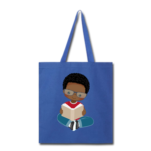 Smiles and Books Boy Tote Bag - royal blue