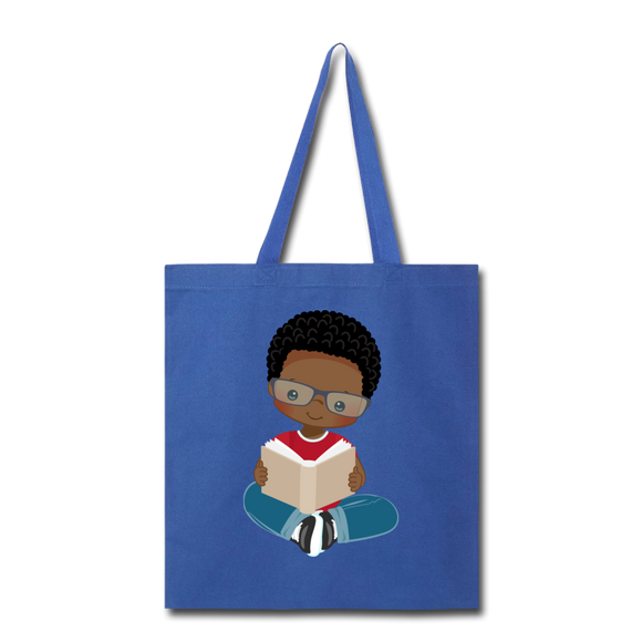 Smiles and Books Boy Tote Bag - royal blue