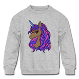 Brown Unicorn | Kids' Crewneck Sweatshirt - heather gray