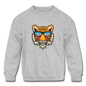 Cool Tiger | Kids' Crewneck Sweatshirt - heather gray