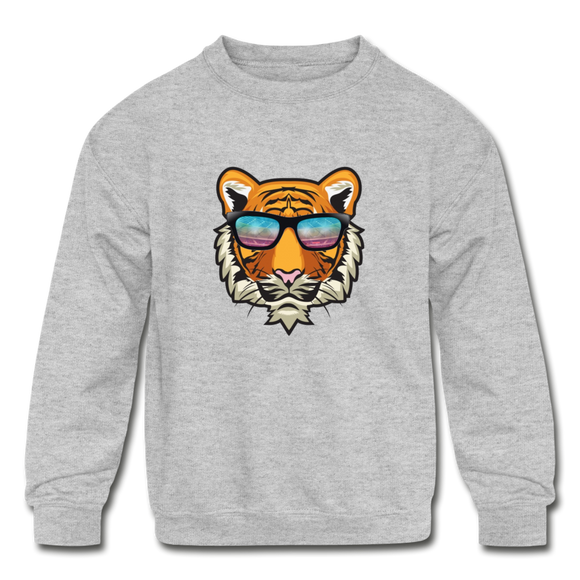 Cool Tiger | Kids' Crewneck Sweatshirt - heather gray