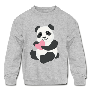 Panda Love | Kids' Crewneck Sweatshirt - heather gray