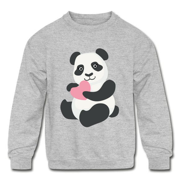 Panda Love | Kids' Crewneck Sweatshirt - heather gray