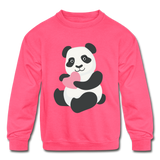 Panda Love | Kids' Crewneck Sweatshirt - neon pink