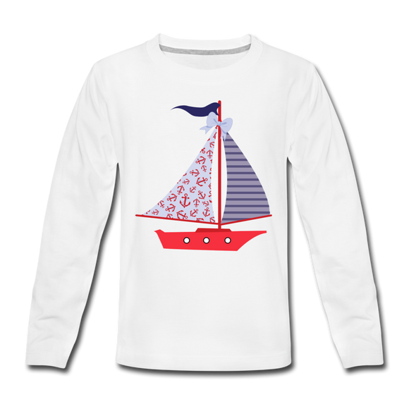 Red Sailboat | Kids' Premium Long Sleeve T-Shirt - white