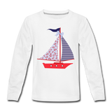 Red Sailboat | Kids' Premium Long Sleeve T-Shirt - white