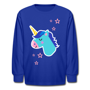 Unicorn and Stars Long Sleeve Shirt - royal blue