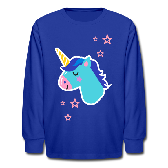 Unicorn and Stars Long Sleeve Shirt - royal blue