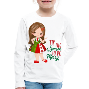 Little Chrissie 'Tis the Season | Kids' Premium Long Sleeve T-Shirt - white