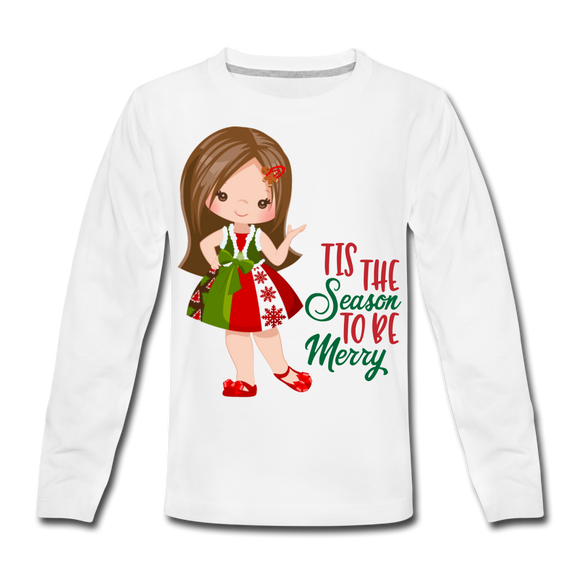 Little Chrissie 'Tis the Season | Kids' Premium Long Sleeve T-Shirt - white