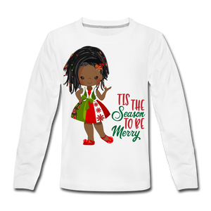 Little Mya 'Tis The Season | Kids' Premium Long Sleeve T-Shirt - white