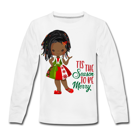 Little Mya 'Tis The Season | Kids' Premium Long Sleeve T-Shirt - white