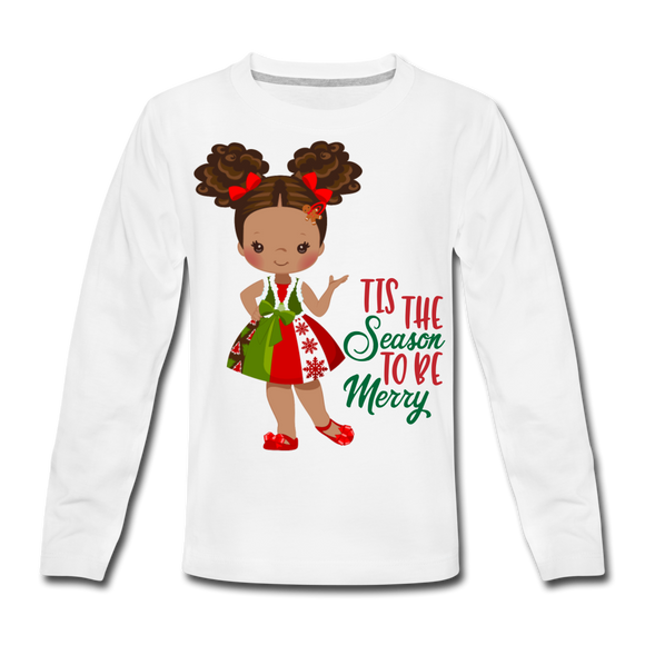 Little Rachel 'Tis The Season | Kids' Premium Long Sleeve T-Shirt - white