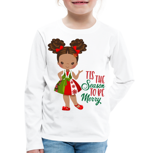 Little Rachel 'Tis The Season | Kids' Premium Long Sleeve T-Shirt - white