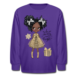 Merry and Bright Christmas Kids' Long Sleeve T-Shirt - dark purple