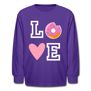 Love Donuts Girls Long Sleeve T-Shirt - dark purple