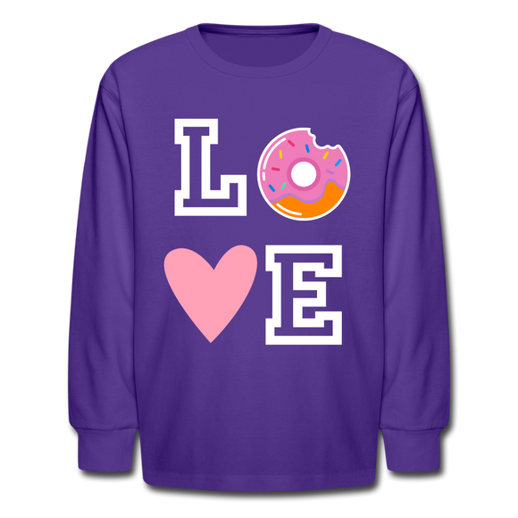 Love Donuts Girls Long Sleeve T-Shirt - dark purple