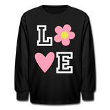 Love Flowers Girls Long Sleeve T-Shirt - black