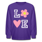 Love Flowers Girls Long Sleeve T-Shirt - dark purple