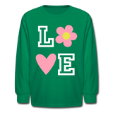 Love Flowers Girls Long Sleeve T-Shirt - kelly green