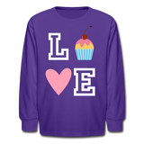 Love Cupcakes Girls Long Sleeve T-Shirt - dark purple