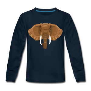 Brown Elephant Boys Premium Long Sleeve Navy T-Shirt - deep navy