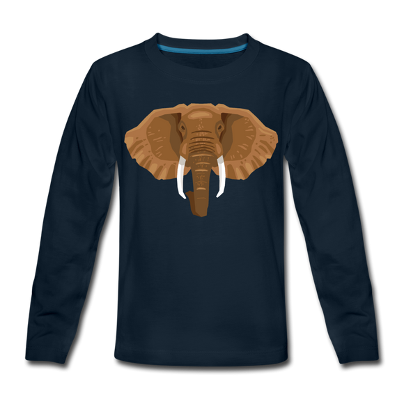 Brown Elephant Boys Premium Long Sleeve Navy T-Shirt - deep navy