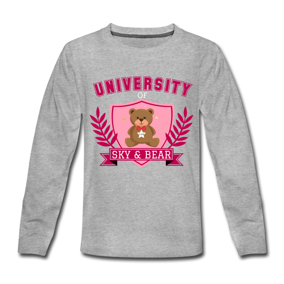 Sky and Bear University Kids' Premium Long Sleeve T-Shirt Pink - heather gray