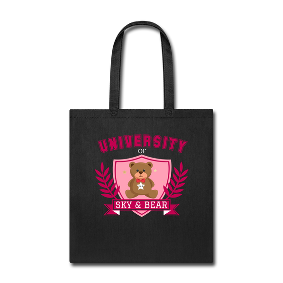 Sky and Bear University Tote Bag Black and Pink - black