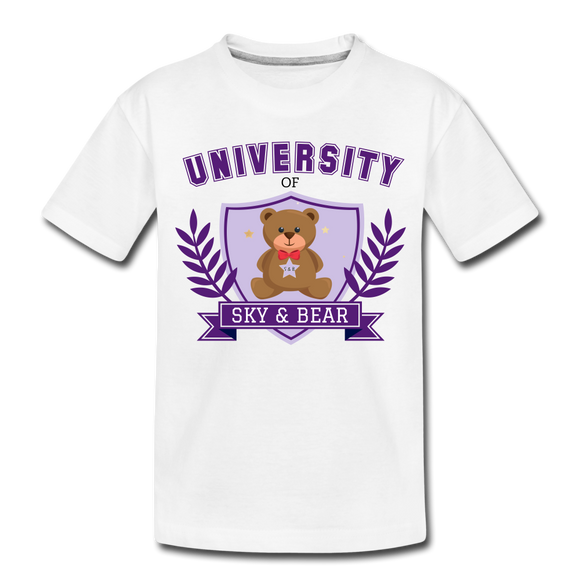 Sky and Bear University Toddler Premium Organic T-Shirt Purple - white