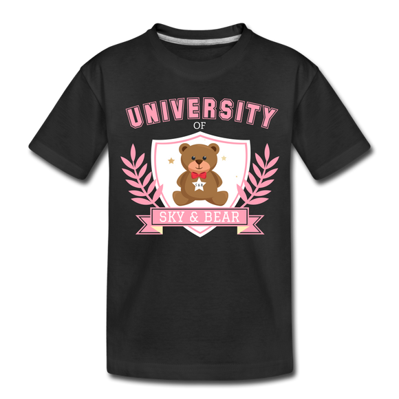 Sky and Bear University Toddler Premium Organic T-Shirt Black and Pink - black