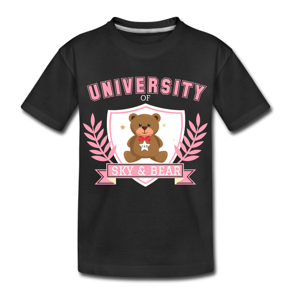 Sky and Bear University Kids' Premium Organic Short Sleeve T-Shirt Pink and Black - black